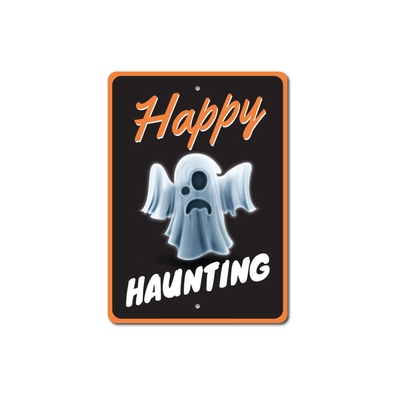 Panneau en aluminium «Happy Haunting», H 18 po x l 12 po x P 0,06 po
