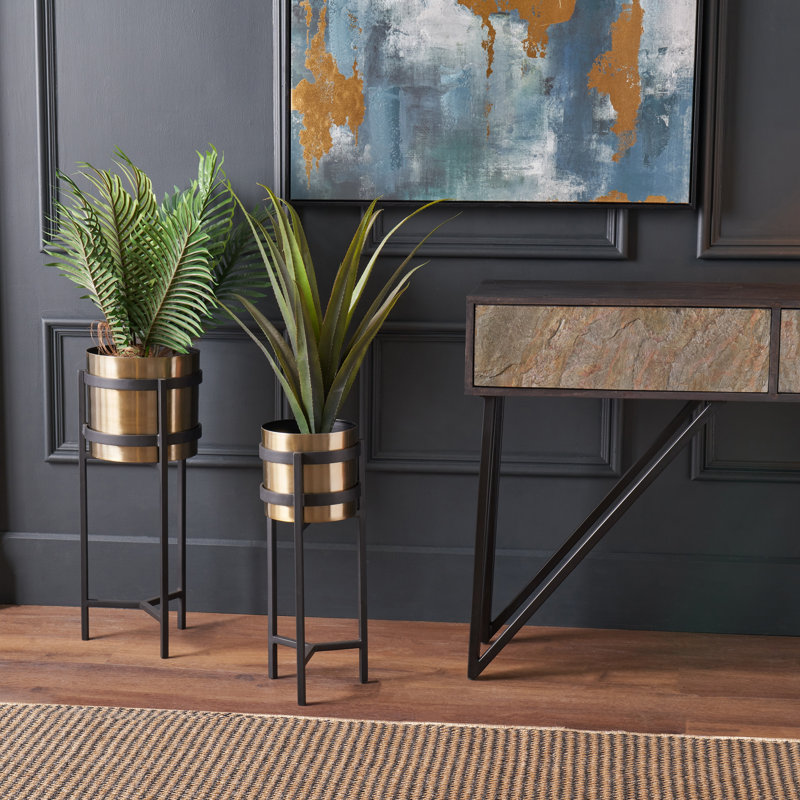 Handmade Metal Elevated Planter, 66cm H x 25cm W x 27cm D