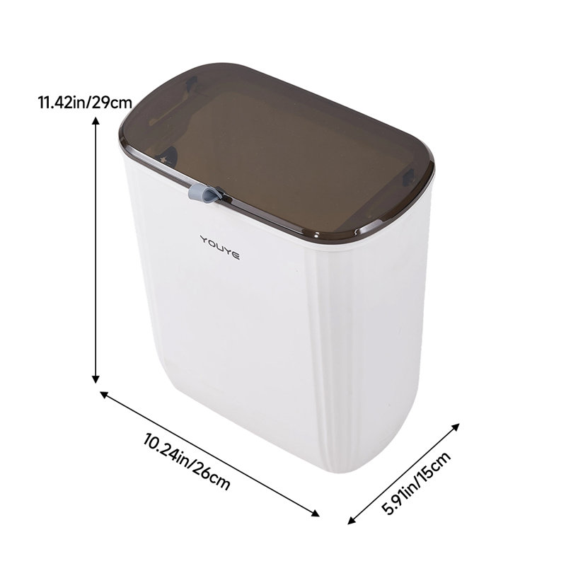 PP Touch Top Waste Bin, 11L, 29cm H x 26cm W x 15cm D