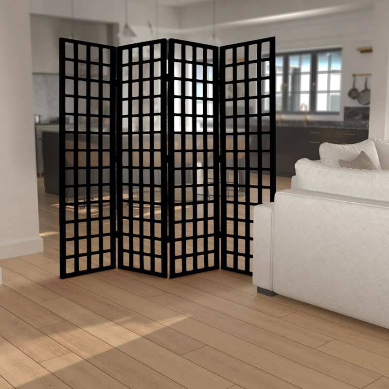Cloison pliante en bois massif l 80 po x H 96 po, Noir