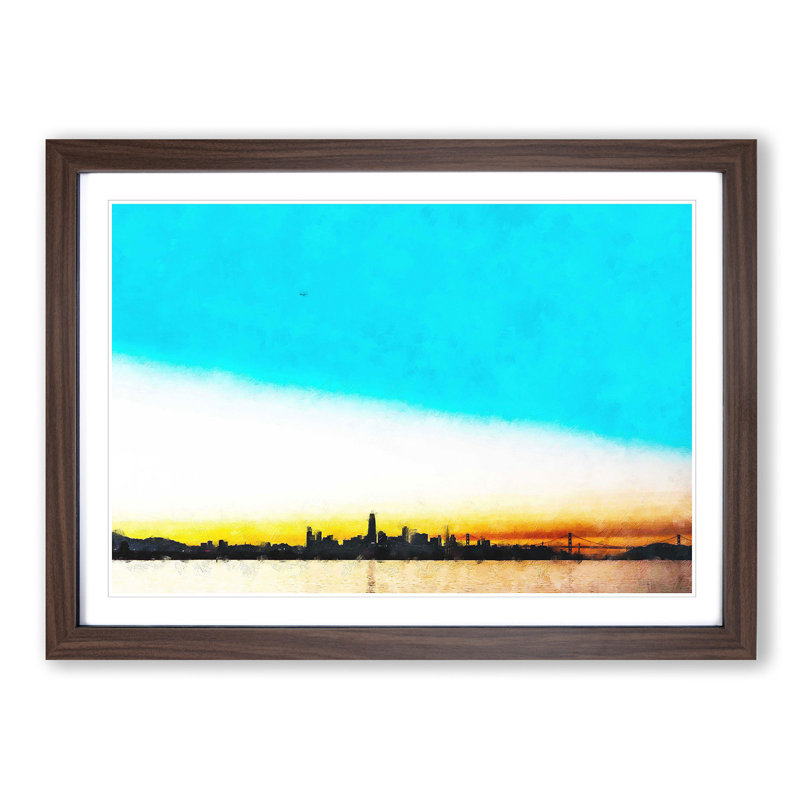 View of San Francisco in California - Picture Frame Painting Print, 62cm H x 87cm W x 2cm D, Walnut Framed