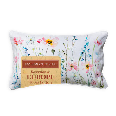 Maison d'Hermine Delphinium - White 100% Cotton Decorative Pillow cover - 12" x 20" - Pack of 1