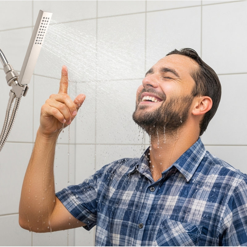 High Pressure Shower Head Handheld Shower Head Brushed Nickel Shower Wand,Modern Design Showerhead Sprayer 2" Face