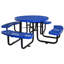 Table de pique-nique ronde ronde en acier 46 po bleu avec mât de parasol-567951428