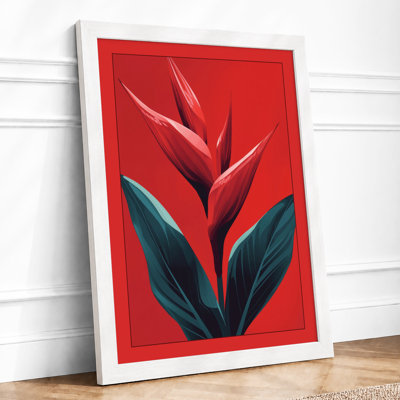 Tropical Bloom in Red Botanical - Framed Print