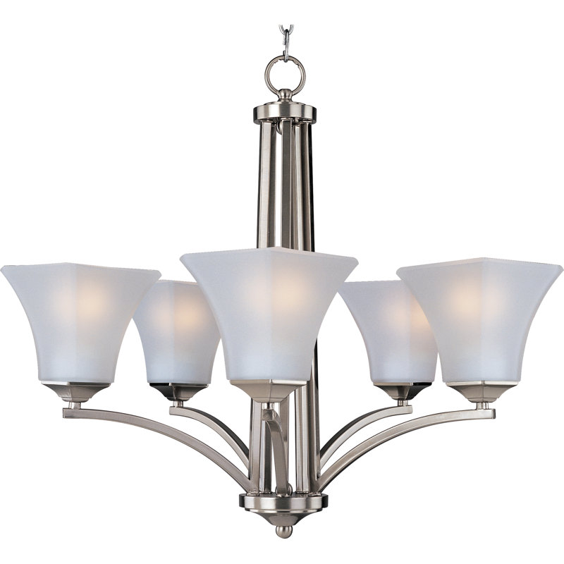 Lustre classique/traditionnel ombré 5 lumières Weedman, Nickel satiné