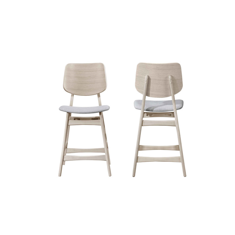 Chaise d'appoint rembourrée en bois Lyan, Gris / Blanc