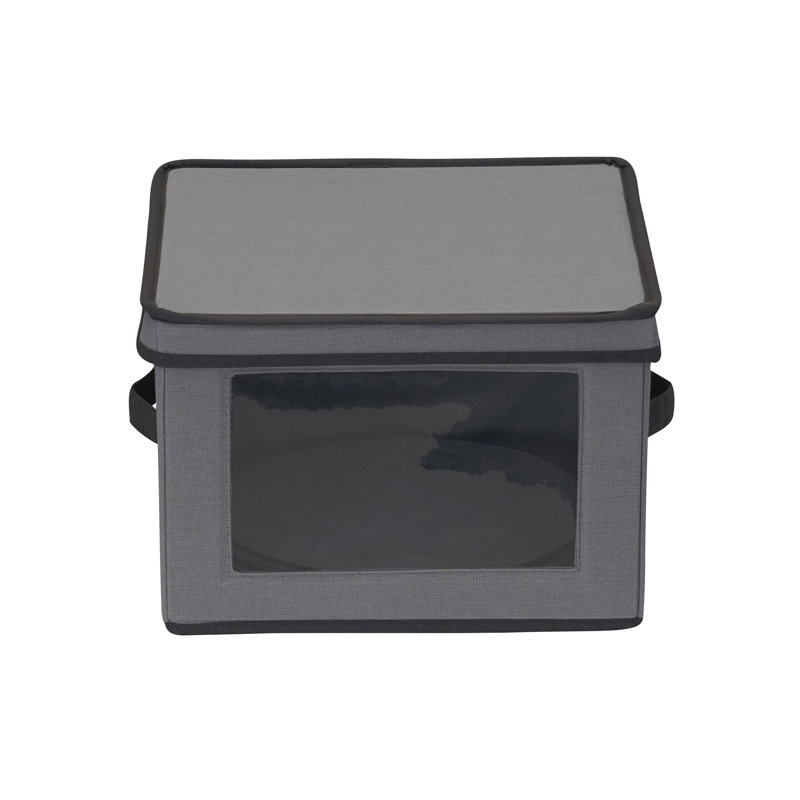 Dinner Plate Chest with Felt Protectors Gray with Trim, Gray