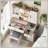 Farmhouse Vanity Desk with Sliding Mirror and Lights, Vanity Set with Glass Top and Charging Station ,Dressing Table with 4 Drawers and 2 Cabinets, Dressing Table with Stool for Bedroom, White-109919681