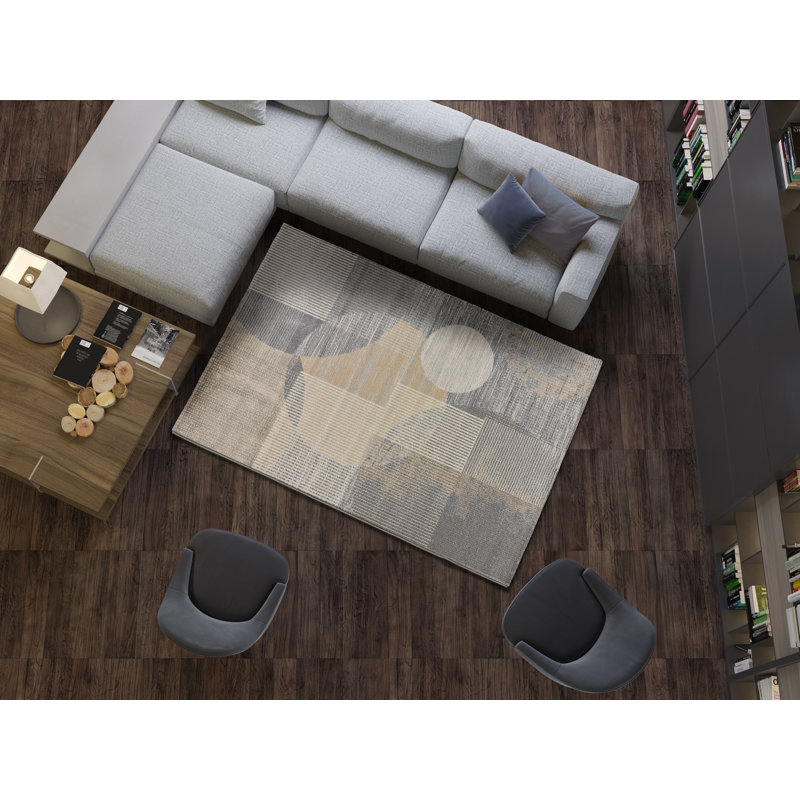 Cergio Geometric Machine Woven / Power Loomed Area Rug, Rectangle 133 x 190cm