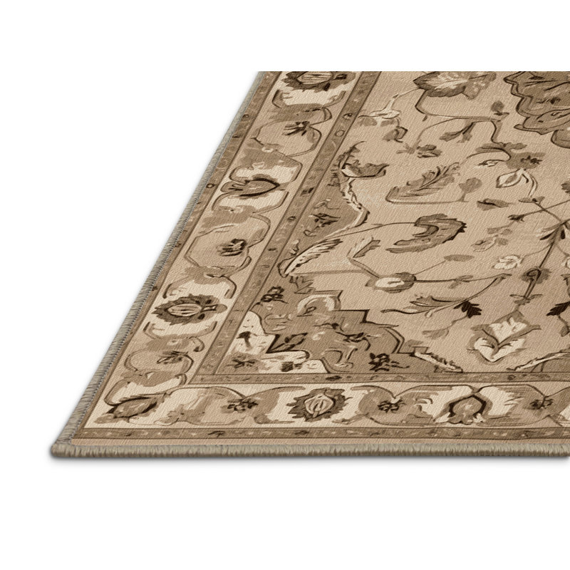 Machine Washable Tabriz Brown Area Rug, Rectangle 2' x 3'