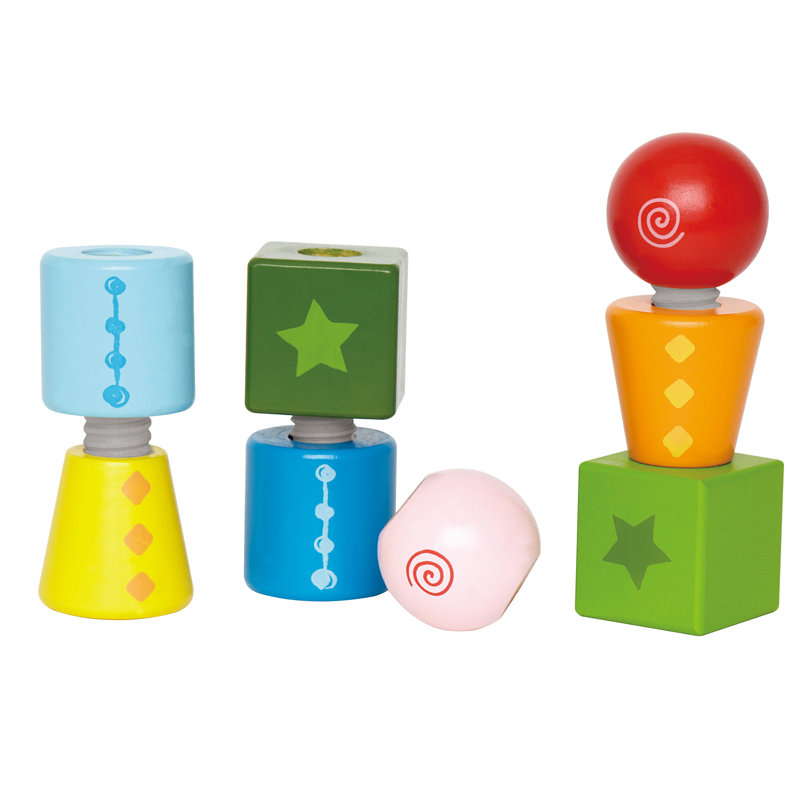 Hape: Twist & Turnables - Colorful Wooden Shapes Blocks, Building Toy, Nuts & Bolts Assembly, Mix & Match Construction Play, Toddler & Kids Ages 2+