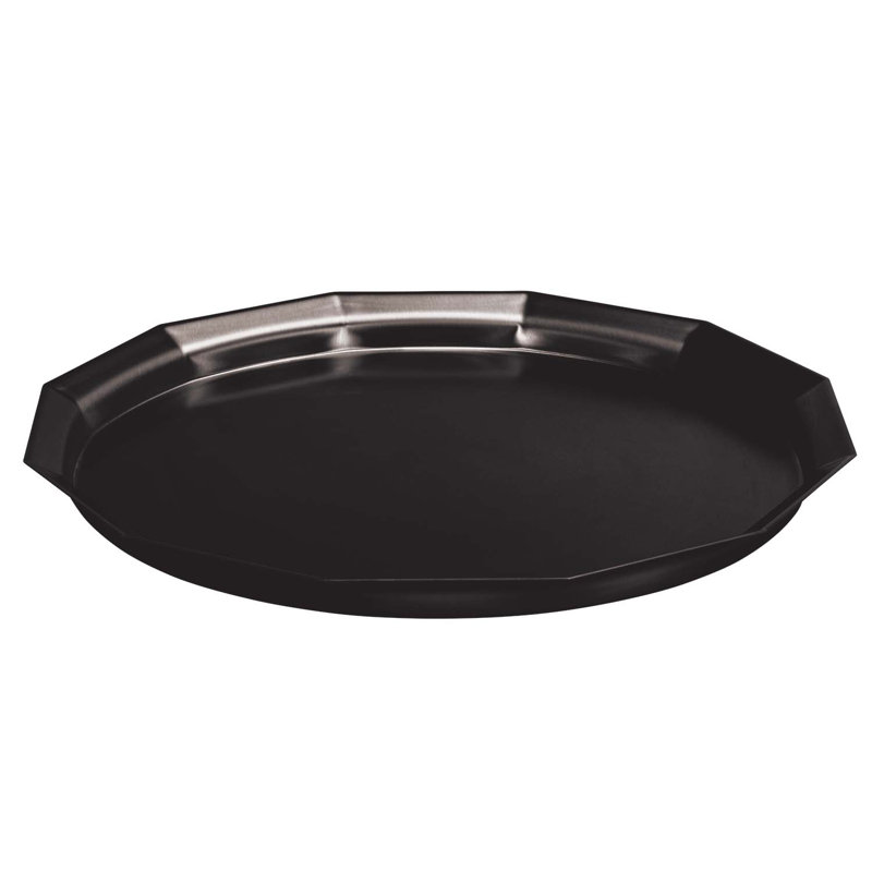 Plateau en acier inoxydable à douze côtés, H 1,75 po x l 16 po x P 16 po, Noir