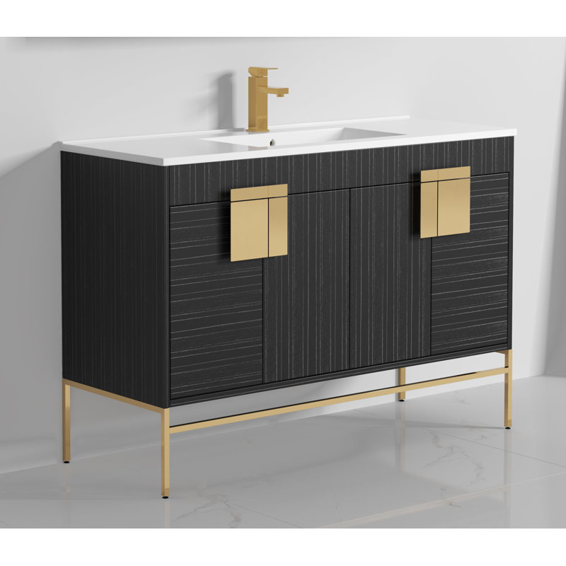 47'' Single Bathroom Vanity with Ceramic Top, Dawn Gray