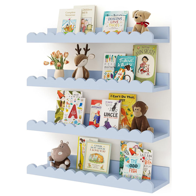 Floating Shelves, 4 Pack, Blue