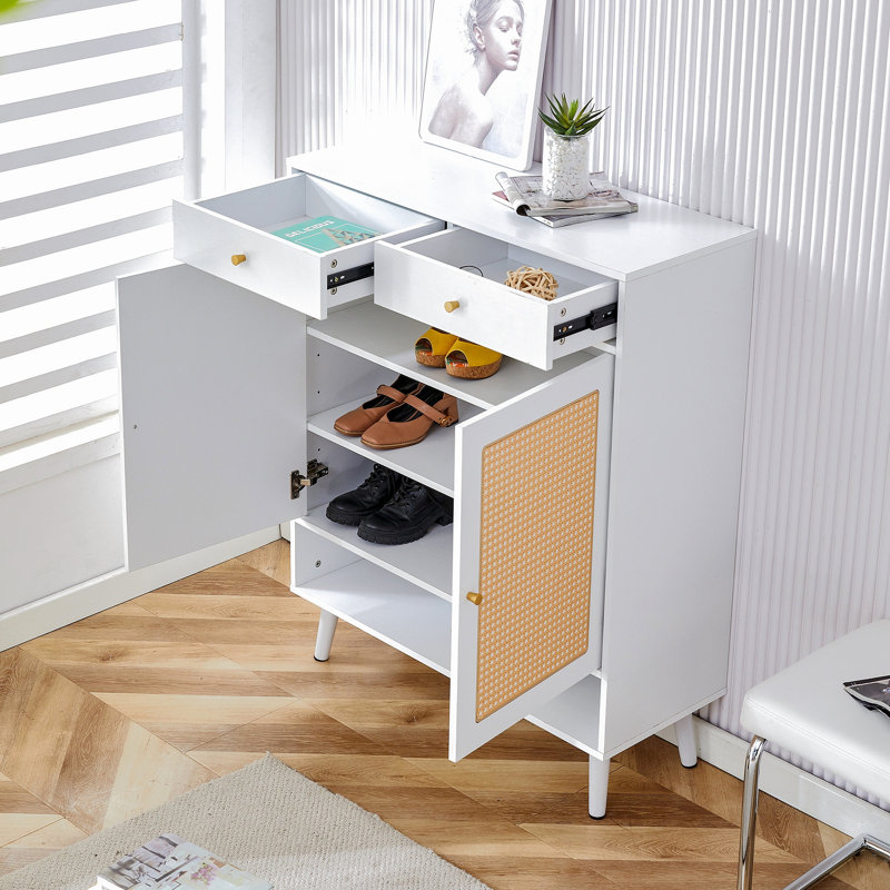 Armoire de rangement moderne minimaliste, armoire à chaussures en rotin, armoire à dessus de lit. Belle forme, idéale pour les couloirs et les salons.