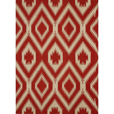 Geometric Area Rug in Red/Beige