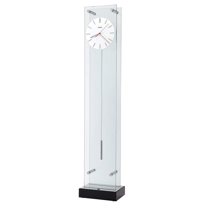 Echo Modern Grandfather Clock, Tempered Glass and Stainless Steel, Touch Controlled LED Lighting