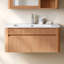 Meuble-lavabo mural Almanza 30 po avec lavabo en céramique en forme d'arc et tiroirs de rangement à fermeture amortie, montage facile, chêne naturel-1216988741