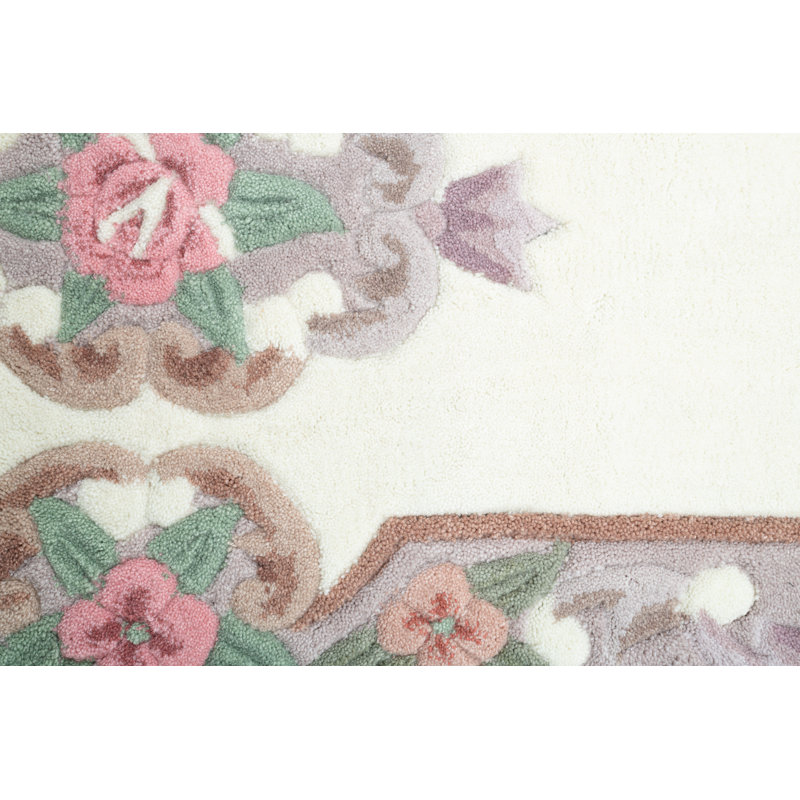 Bettumrandung Costilla Floral Hand Woven Hand Tufted Cream Area Rug Set