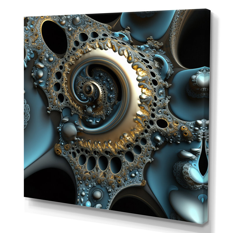 «Turquoise Fractal Emanation VII», reproduction sur toile, H 36 po x l 36 po x P 1,5 po, Toile tendue