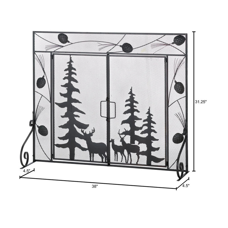 Pare-étincelles Woodland Forest | Maille rustique pliable en trois