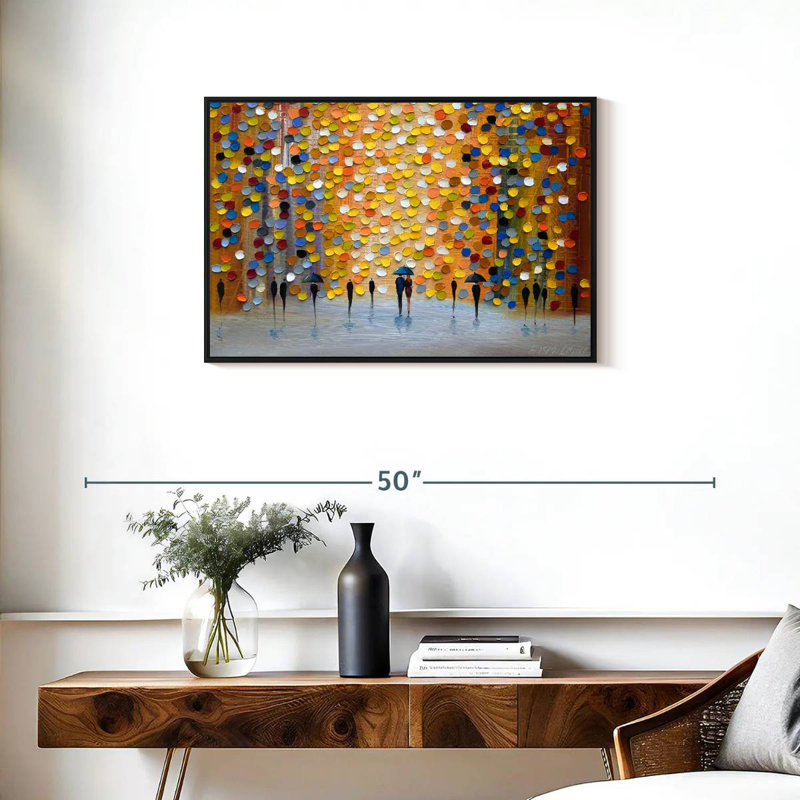 Belle pluie, 31 po x 21 po, Cadre flottant noir