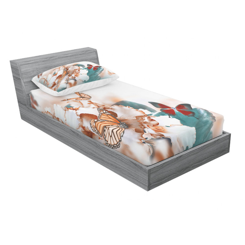 Ensemble de draps à papillons, Ensemble de draps pour lit simple TG avec drap-hou