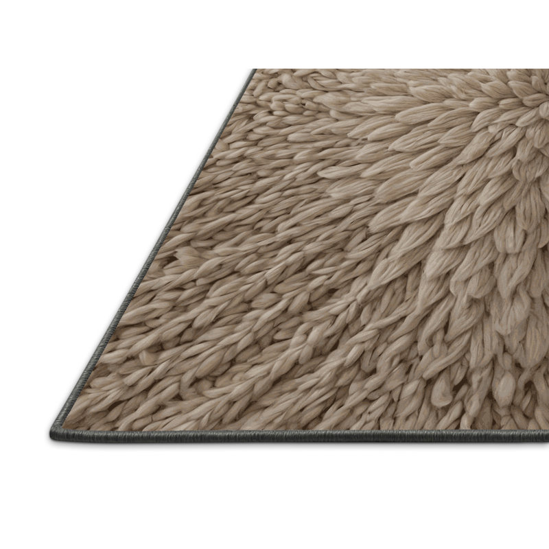 Tapis gris soyeux et moelleux, Rond 7 pi