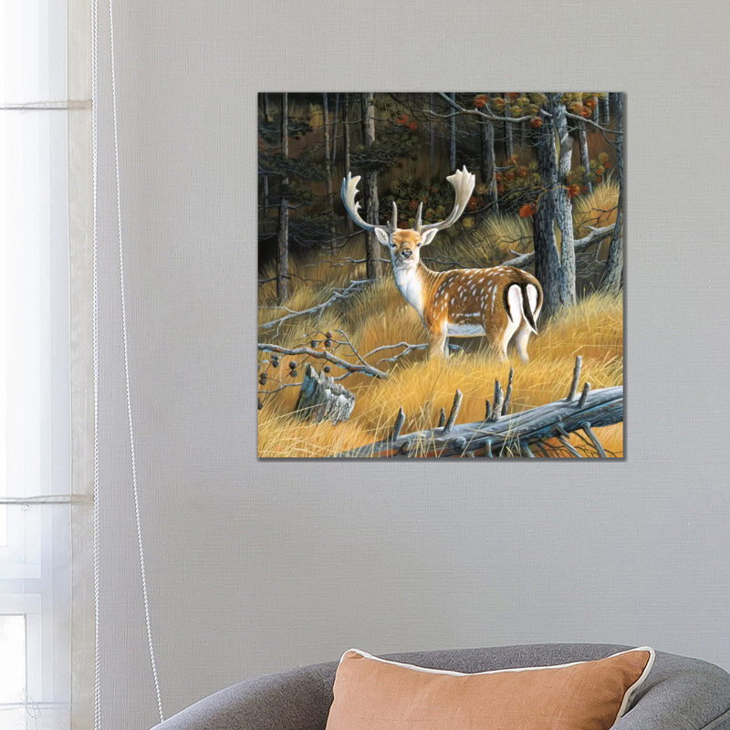 Beautiful Deer 1 Piece Wrapped Canvas Painting, 66.04cm H x 66.04cm W x 1.91cm D