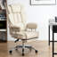 Fauteuil de bureau en cuir avec repose-pieds - Rotation à 360° - Inclinable et ergonomique - Beige - Respirant - Idéal pour le travail