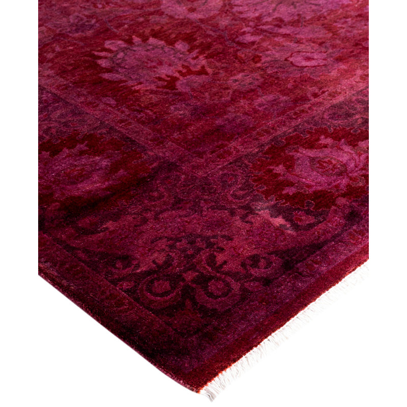 Overdyed Hand-Knotted Wool Modern-Contemporary Purple Area Rug 6' 2" x 8' 9"