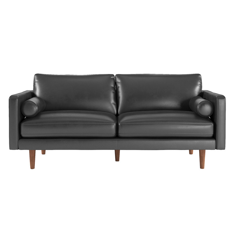 Arantza 77.8'' Faux Leather Sofa, Black Faux Leather