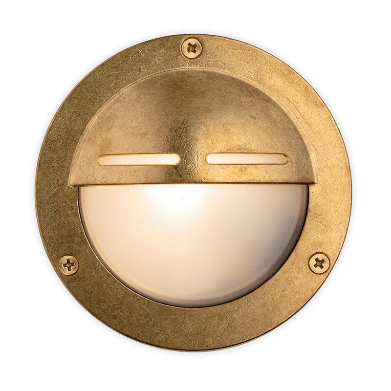 Brass 14cm H Frosted Glass Outdoor Bulkhead Light