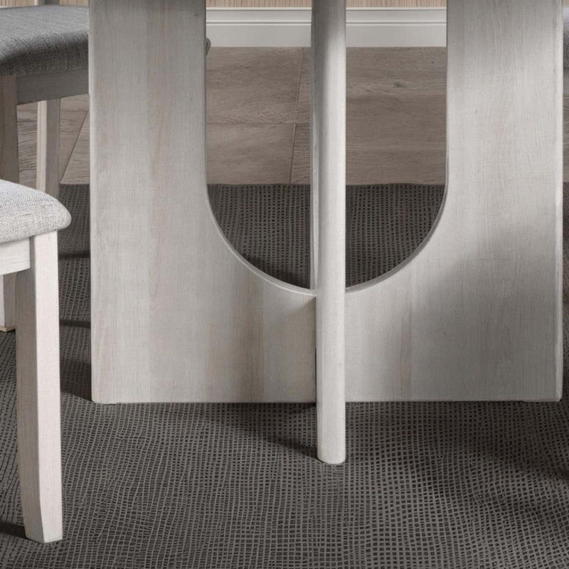 Table de salle à manger ronde transitionnelle avec piédestal en forme de U