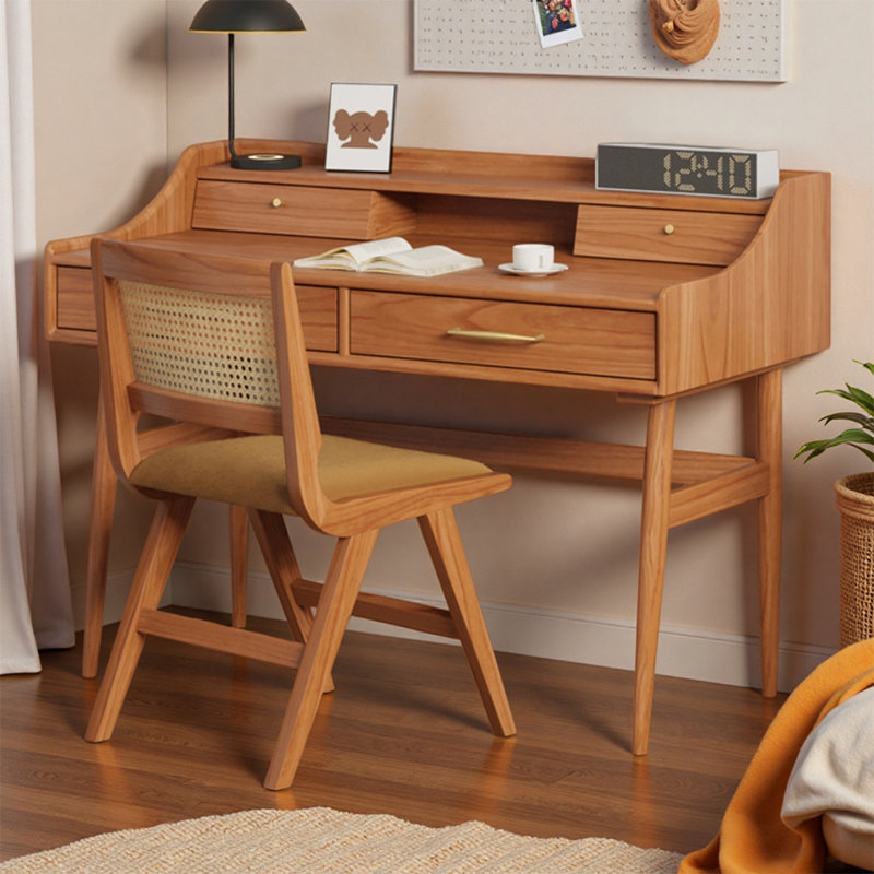 Simple Rectangular Cherry Wood Solid Writing Desk