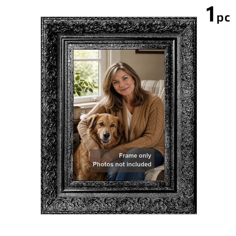 11" x 14" Antique Gold 3 PCS Portrait Picture Frame for Anniversary Gifts, 5" W x 7" H, 1, Black