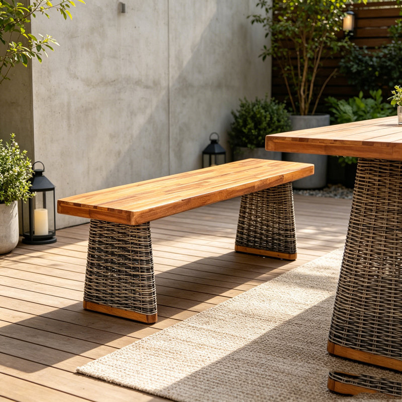 Patio Wood Bench, Grey,Teak
