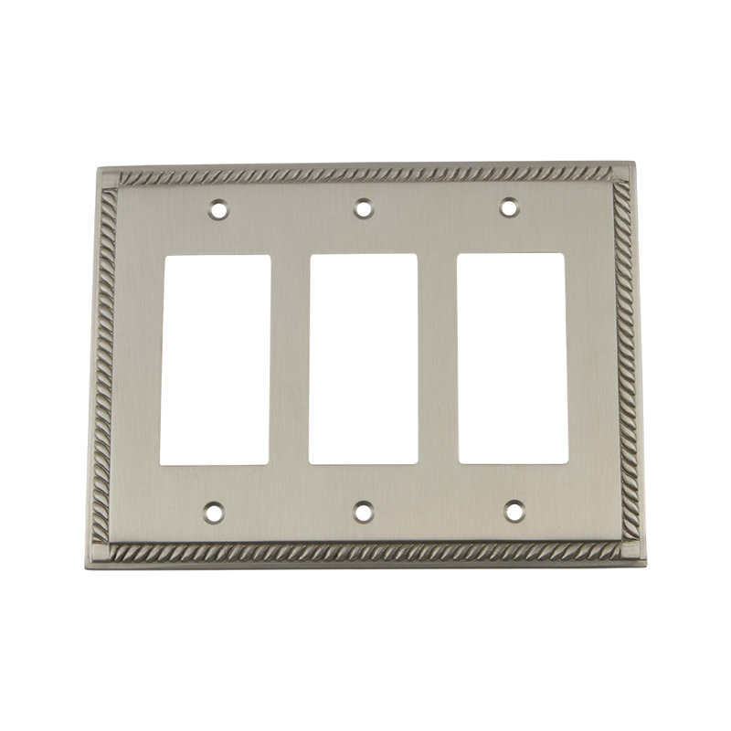 Rope 3-Gang Rocker Wall Plate, Satin Nickel