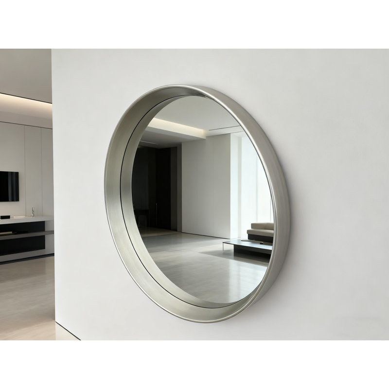 Metal Round Mirror, Silver