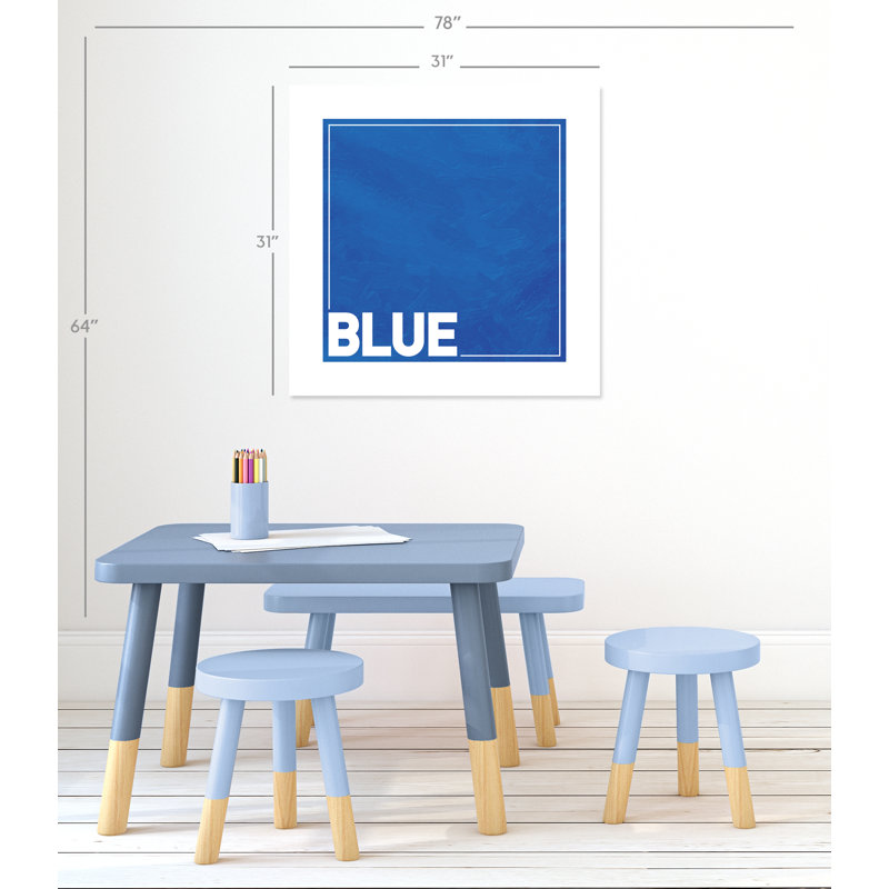 Impression sur papier bleu roulé, H 31 po x l 31 po x P 1 po