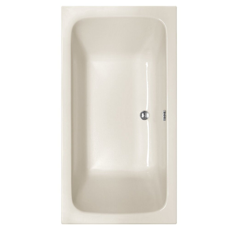 Kira 60'' L Soaking Bathtub, Biscuit, Satin Chrome