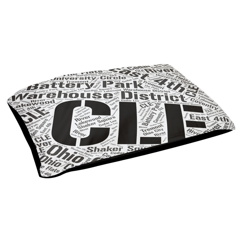 Coussin de chien « districts », Grand (l 40 po x P 30 po x H 14 po), Noir, Cleveland