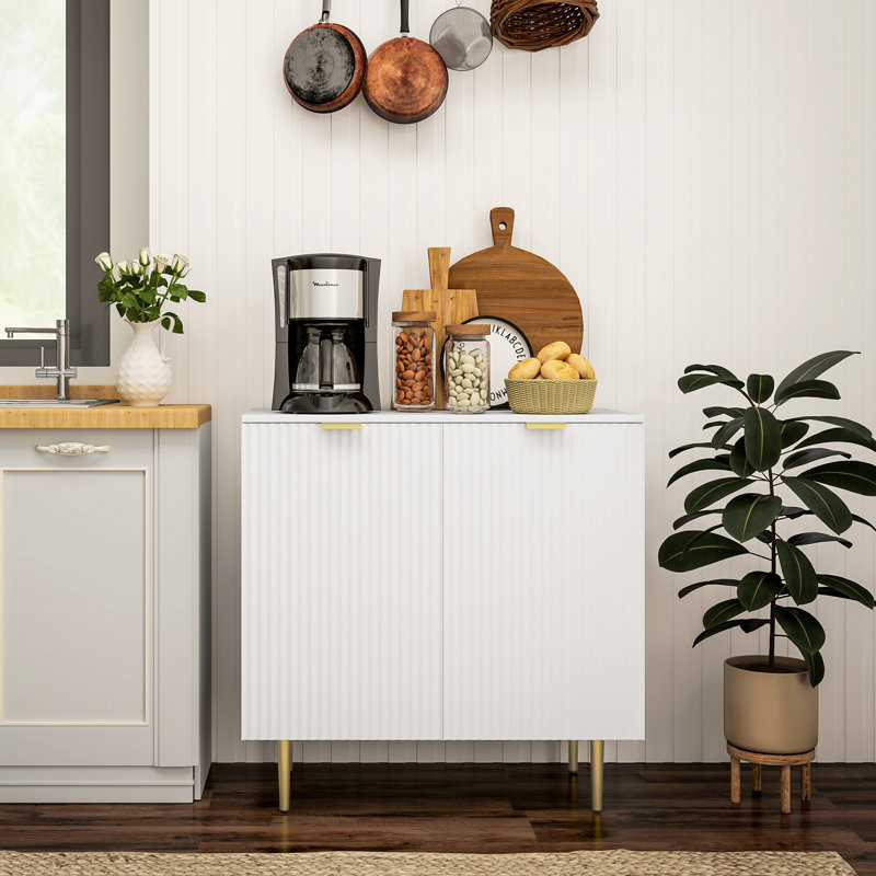 Buffet avec tablettes réglables, blanc