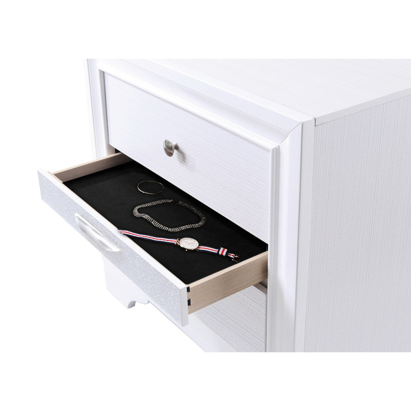 Table de chevet chic avec rangement pour tiroir - Style moderne, garniture scintillante, taille compacte et élégante pour l'espace