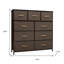  39" Brown Steel and Fabric Nine Drawer Triple Dresser