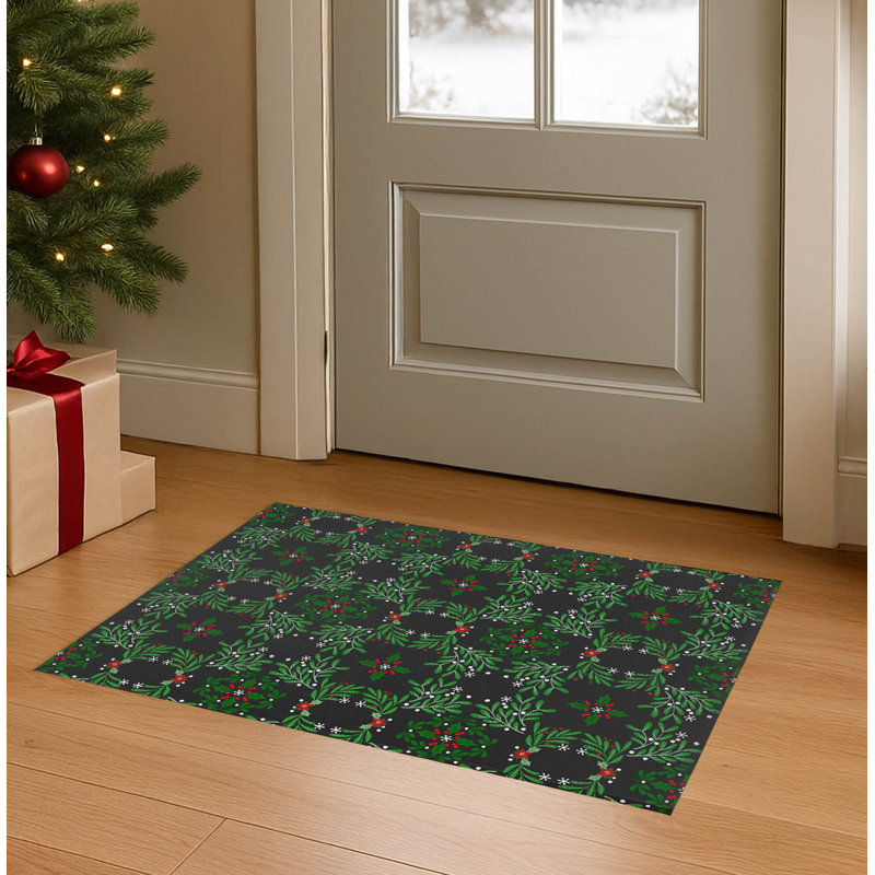 Paillasson Winter Mistletoe, Gris anthracite, L 60 po x L 84 po