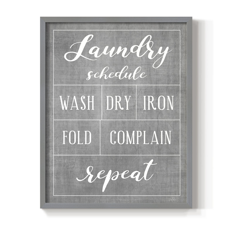 Laundry Schedule Framed Print - Solid Wood, Gray, 21" H x 17" W