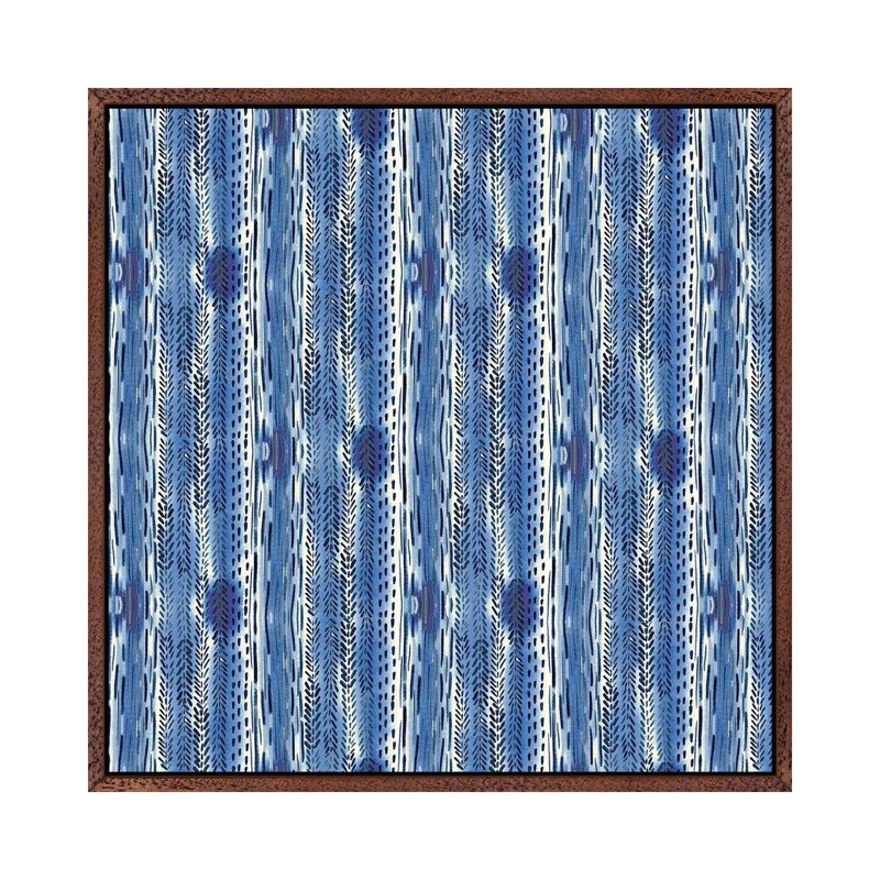 Blue Indigo Stripes by Stephanie Ryan - Painting on Canvas, 45.72cm H x 45.72cm W x 3.81cm D