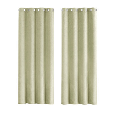 Linen Blend Blackout Curtain Panel Pair